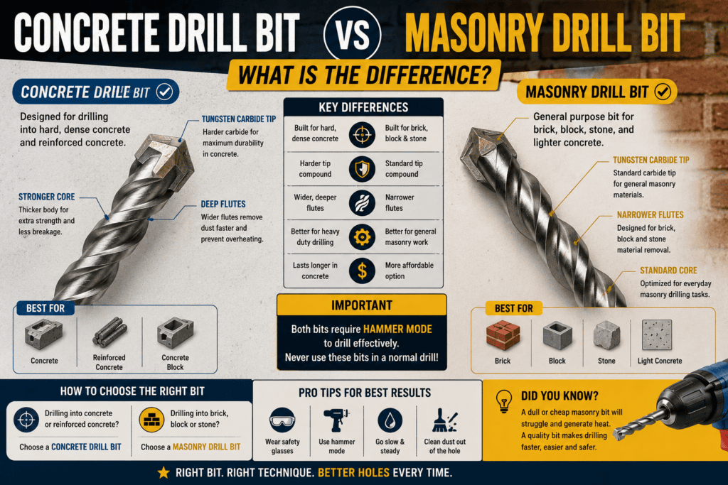 Concrete Drill Bit vs Masonry Drill Bit 
