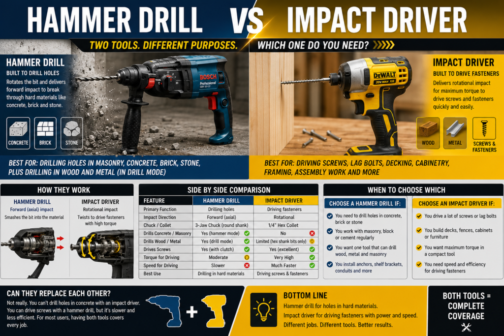 Hammer Drill vs Impact Driver